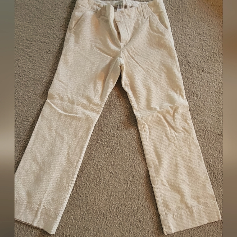 Yellow and white seersucker pants size 14 by Banana Republic